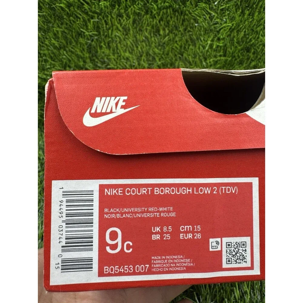 Nike Court Borough Toddler Sneaker Shoes Black/University Red Size 9 New - Picture 13 of 15